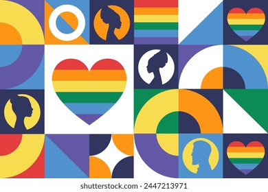 International Day Against Homophobia, Transphobia and Biphobia. May 17. Seamless geometric pattern. Template for background, banner, card, poster. Vector EPS10 illustration