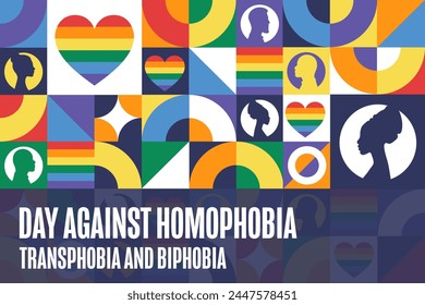 International Day Against Homophobia, Transphobia and Biphobia. May 17. Holiday concept. Template for background, banner, card, poster with text inscription. Vector EPS10 illustration