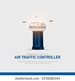 Dia Internacional do Controlador de Tráfego Aéreo. Dia Internacional do Controlador de Tráfego Aéreo faixa criativa, cartaz, postagem de mídia social, fundo, modelo, design de cartão postal etc. 