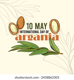 International day of argania celebration design with the argan oil. May 10th International Argania day celebration cover banner Argan trees in Morocco.