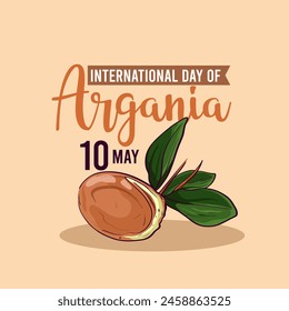 International day of argania celebration design with the argan oil. May 10th International Argania day celebration cover banner Argan trees in Morocco.