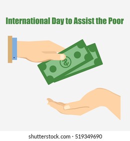 International day to assist Poor. Flat vector illustration