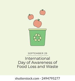 International Day of Awareness of Food Loss and Waste vector design template good for usage. Awareness of Food Loss and Waste design. Continuous line drawing. eps 10.