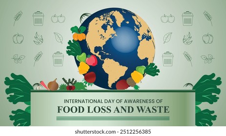 International Day of Awareness of Food Loss and Waste vector banner design. Happy International Day of Awareness of Food Loss and Waste