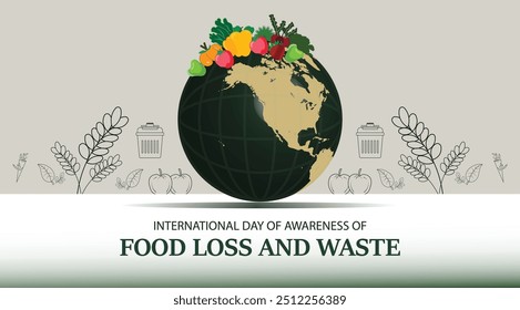 International Day of Awareness of Food Loss and Waste vector banner design. Happy International Day of Awareness of Food Loss and Waste