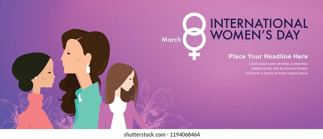 International Women’s Day Banner - Can Use For Website, Blog, Events, Commercial, Editorial, And Others. Vector.