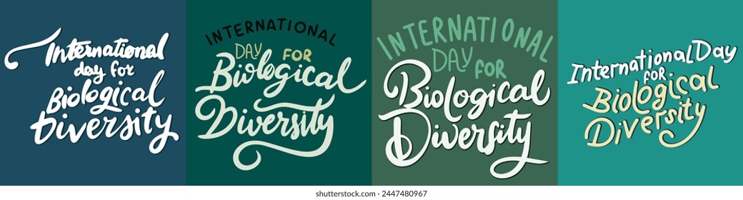 International Day for biological Diversity collection of text banner. Hand drawn vector art.