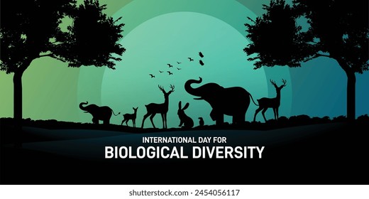 International Day for Biological Diversity creative theme. International Day for Biological Diversity vector banner, poster design. Planet Earth with animal and tree icon.