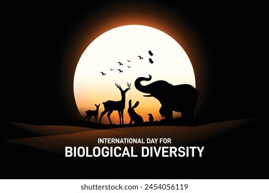 International Day for Biological Diversity creative theme. International Day for Biological Diversity vector banner, poster design. Planet Earth with animal and tree icon.