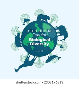 International Day for Biological Diversity design template for celebration. animals and plants vector illustration. biodiversity vector design. flat animals and plants vector illustartion.