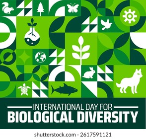 International Day for Biological Diversity Geometric shape pattern background banner or poster design template. observed every year in May. Holiday concept. Use to any Template, card, poster, placard