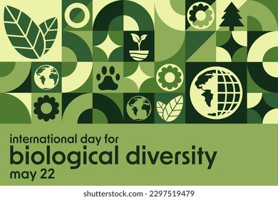 International Day for Biological Diversity. May 22. Holiday concept. Template for background, banner, card, poster with text inscription. Vector EPS10 illustration