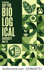 International Day for Biological Diversity. May 22. Holiday concept. Template for background, banner, card, poster with text inscription. Vector EPS10 illustration