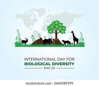 International Day for Biological Diversity. May 22. Holiday concept. Template for background with banner, poster and card. Vector illustration.