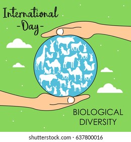 International Day for Biological Diversity. Suitable for banner, poster, greeting card, mug, shirt, template and print advertising. Vector Illustration
