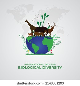 International Day for Biological Diversity. Template for background, banner, card, poster. vector illustration.