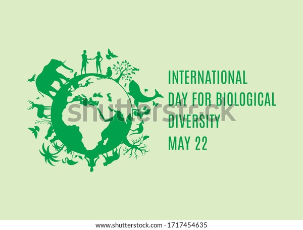 International Day for Biological Diversity vector.\
Planet Earth with fauna and flora icon. Green planet earth vector.\
Wild animals silhouette vector. Biodiversity Day Poster, May 22.\
Important day