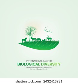 International Day for Biological Diversity.Biological Diversity creative ads design. social media post, vector, 3D illustration.