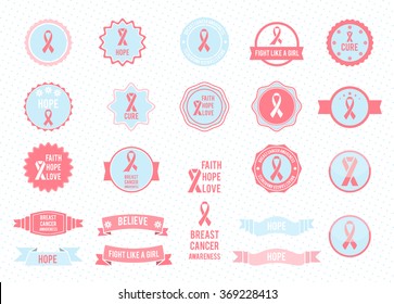 International Day of Breast Cancer - creative vector badges set. Design elements. 