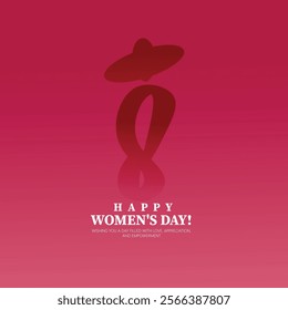  International Women’s Day Celebration on 8th March, featuring elegant typography and a feminine silhouette