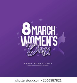  International Women’s Day Celebration on 8th March, featuring elegant typography and a feminine silhouette