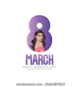  International Women’s Day Celebration on 8th March, featuring elegant typography and a feminine silhouette