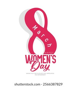  International Women’s Day Celebration on 8th March, featuring elegant typography and a feminine silhouette