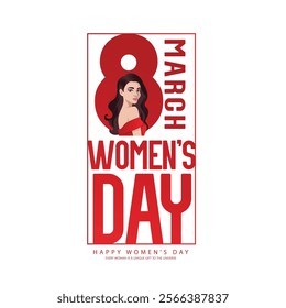  International Women’s Day Celebration on 8th March, featuring elegant typography and a feminine silhouette