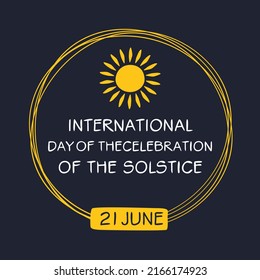 Internationaler Tag der Feier der Solstice am 21. Juni.