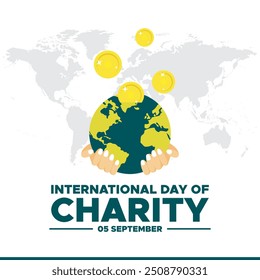 Dia Internacional da Caridade, 05 de setembro, Projeto do dia da Caridade para as mídias sociais, cartão de saudação, ilustração de stock, Dia Internacional da Caridade realizado em 05 de setembro.