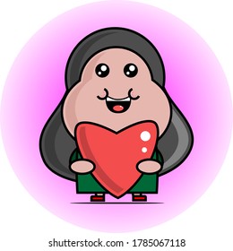 International Day Of Charity Chubby Girl Holding A Love Symbol Vector Character Illustration 