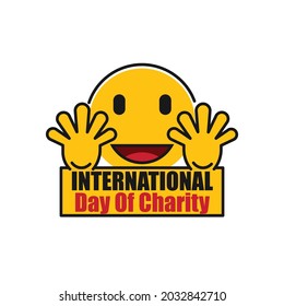 International Day of Charity greeting card design with face Emoji. Vector illustration