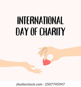 International Day of Charity With Hand giving a heart illustration on a pink background, Eps