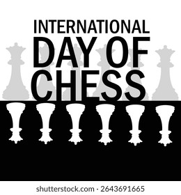 International Day of Chess Poster with Pawn and King Silhouettes