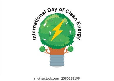 International Day of Clean Energy. Conservation of nature for environmentally friendly energy. Vector eco friendly. Illustration of electric fuel from nature without damaging the environment