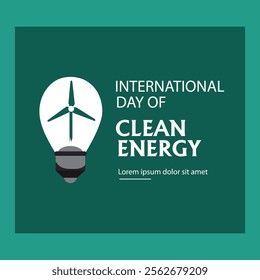 International day of clean energy Instagram, Facebook post design vector