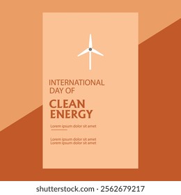 International day of clean energy Instagram, Facebook post design vector