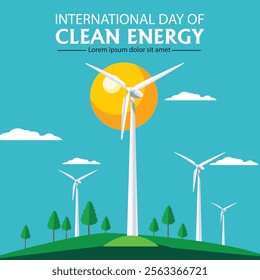 International day of clean energy Instagram, Facebook post design vector 