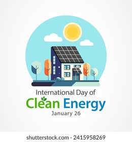 International day of clean energy is observed every year on January 26, Vector illustration