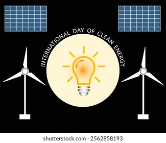 International Day of Clean Energy, social media post, banner, poster, solar, power, climate change, global warming, sustainability.