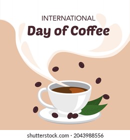 International day coffee with cup poster