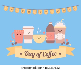 International day of coffee illustration vector art