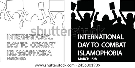 International day to combat Islamophobia. Stop islamophobia banner with a banned sign. Stop hating islam and muslims. Combat islamophobia simple and minimal 15th march conceptual banner. Stock photo © 