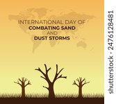 International day of Combating Sand and Dust Storms. 12 July. Template for background with banner, poster and card. Vector illustration. Flat design.