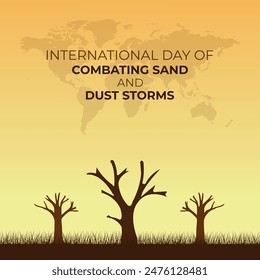 International day of Combating Sand and Dust Storms. 12 July. Template for background with banner, poster and card. Vector illustration. Flat design.