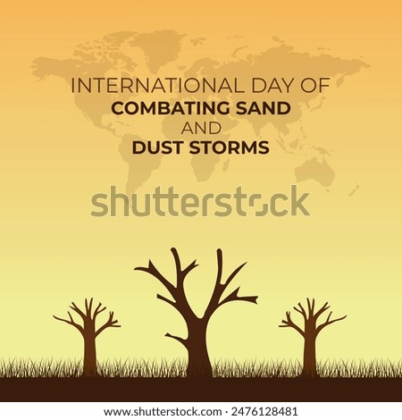 International day of Combating Sand and Dust Storms. 12 July. Template for background with banner, poster and card. Vector illustration. Flat design.
