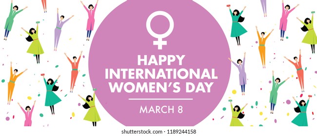 International Women’s Day Concept - Fresh and Modern Style with Energetic Women Image. Can Use For Website, Events, Blog, Commercial, Editorial, And Others. Vector.