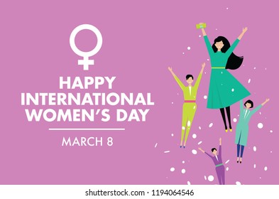 International Women’s Day Concept - Fresh and Modern Style with Energetic Women Image. Can Use For Website, Events, Blog, Commercial, Editorial, And Others. Vector.