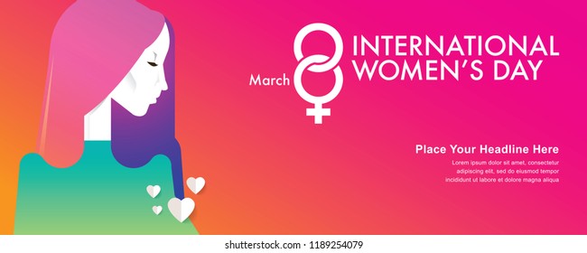 International Women’s Day Concept - Modern Style With Color Transitions Trends. Can Use For Website, Blog, Mobile, Commercial, Editorial, And Others. Vector.