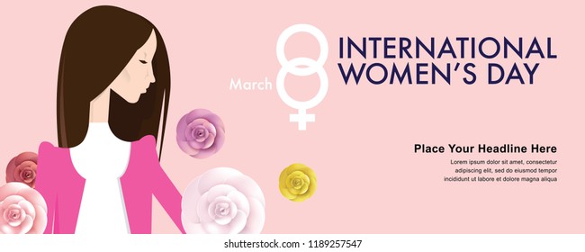 International Women’s Day Concept - Modern Style With Color Transitions Trends. Can Use For Website, Blog, Mobile, Commercial, Editorial, And Others. Vector.